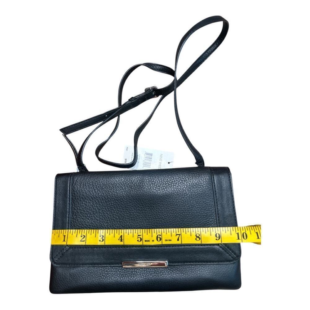 Nine West Black Leather Adjustable Strap Crossbody Purse Bag 10" x 6" NWT - Picture 3 of 6